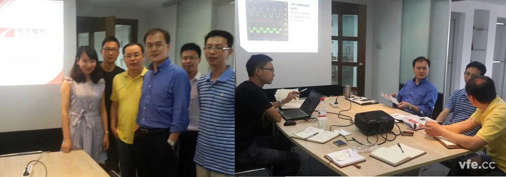 與金凱博電子有限公司公司工作人員技術(shù)交流現(xiàn)場(chǎng)
