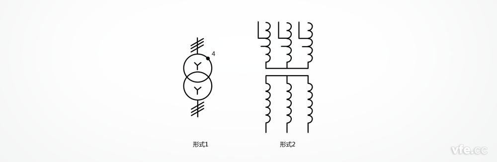具有個(gè)抽頭的星形連接的三相變壓器，每個(gè)初級(jí)繞組除其端頭外還示出個(gè)可用的連接點(diǎn)