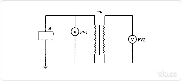 采用電壓互感器作標準器檢定數字高壓表的線路圖